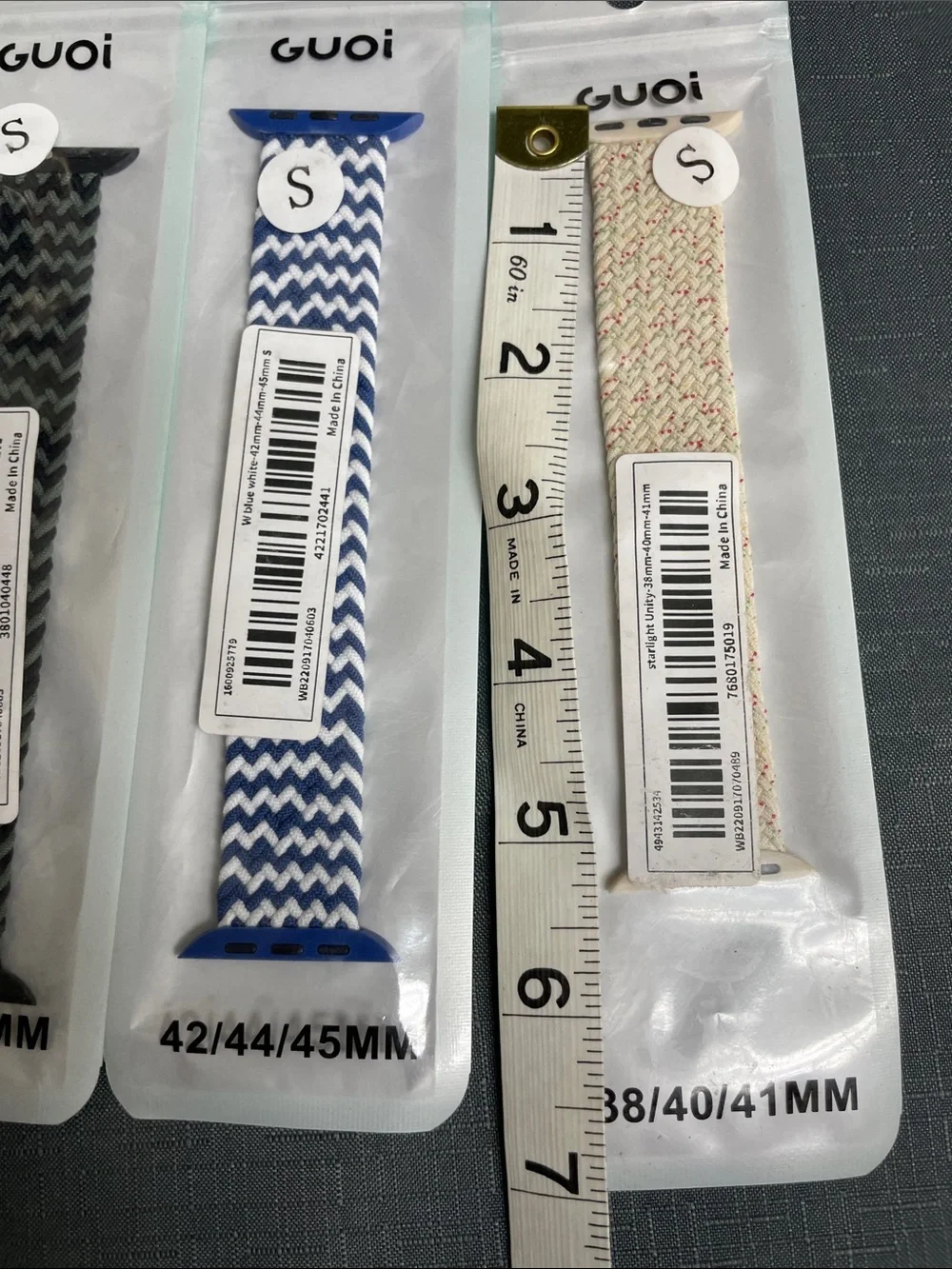 GUOI Unisex Woven Stretch Watch Bands Lot of 3 Size Small